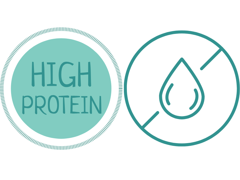 高たんぱく・低脂質を示すアイコン。お麩の栄養的特長。
